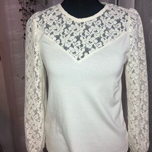 LOFT Cream Lace Detail Blouse